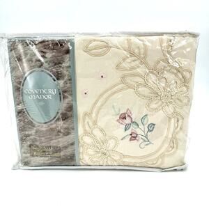 Coventry Manor VTG 90s New! Twin Duvet Set Embroider Maison Rose Country Meadow